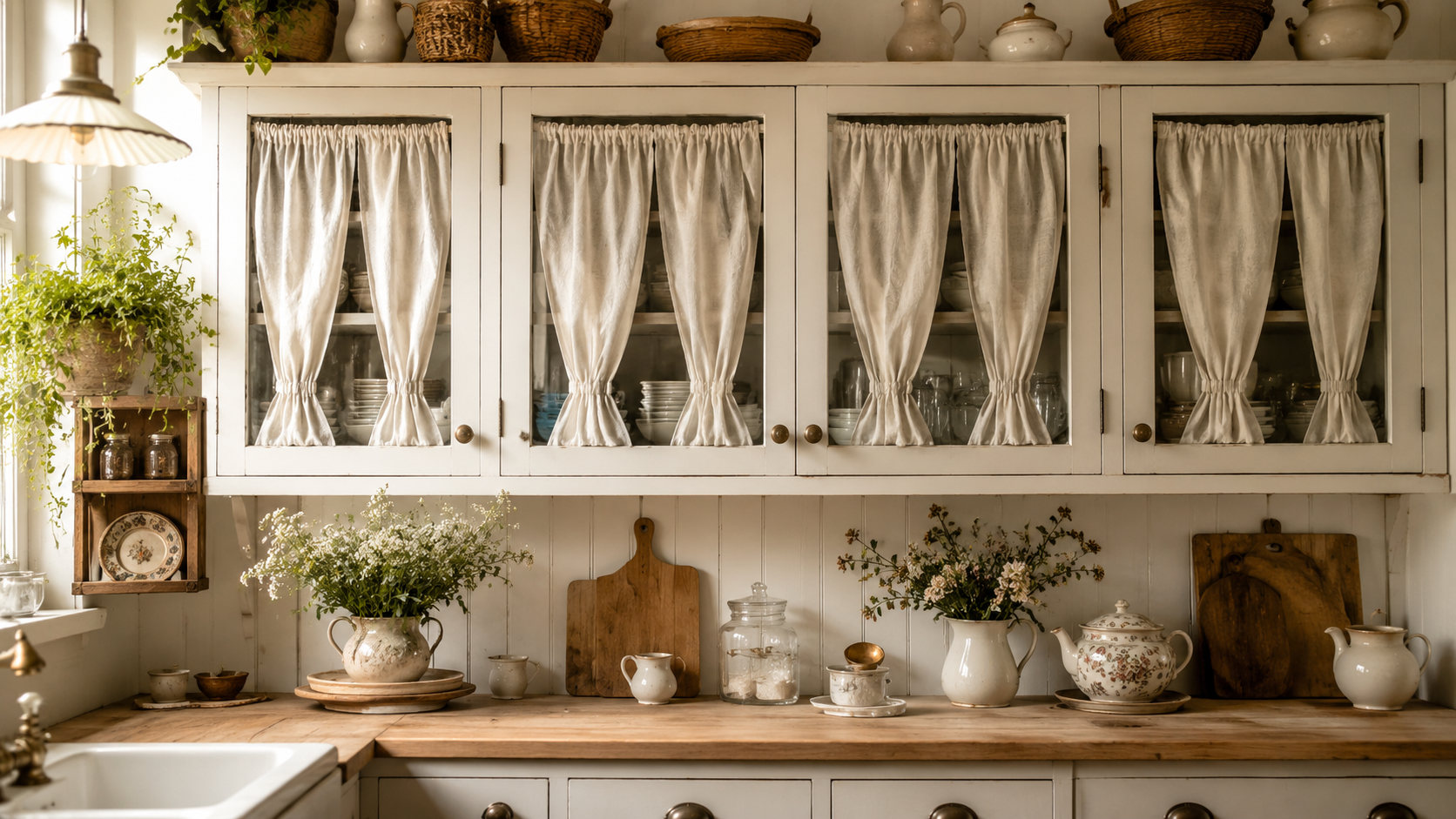 Beautiful Glass Cabinet Curtains That Hide Clutter in Style