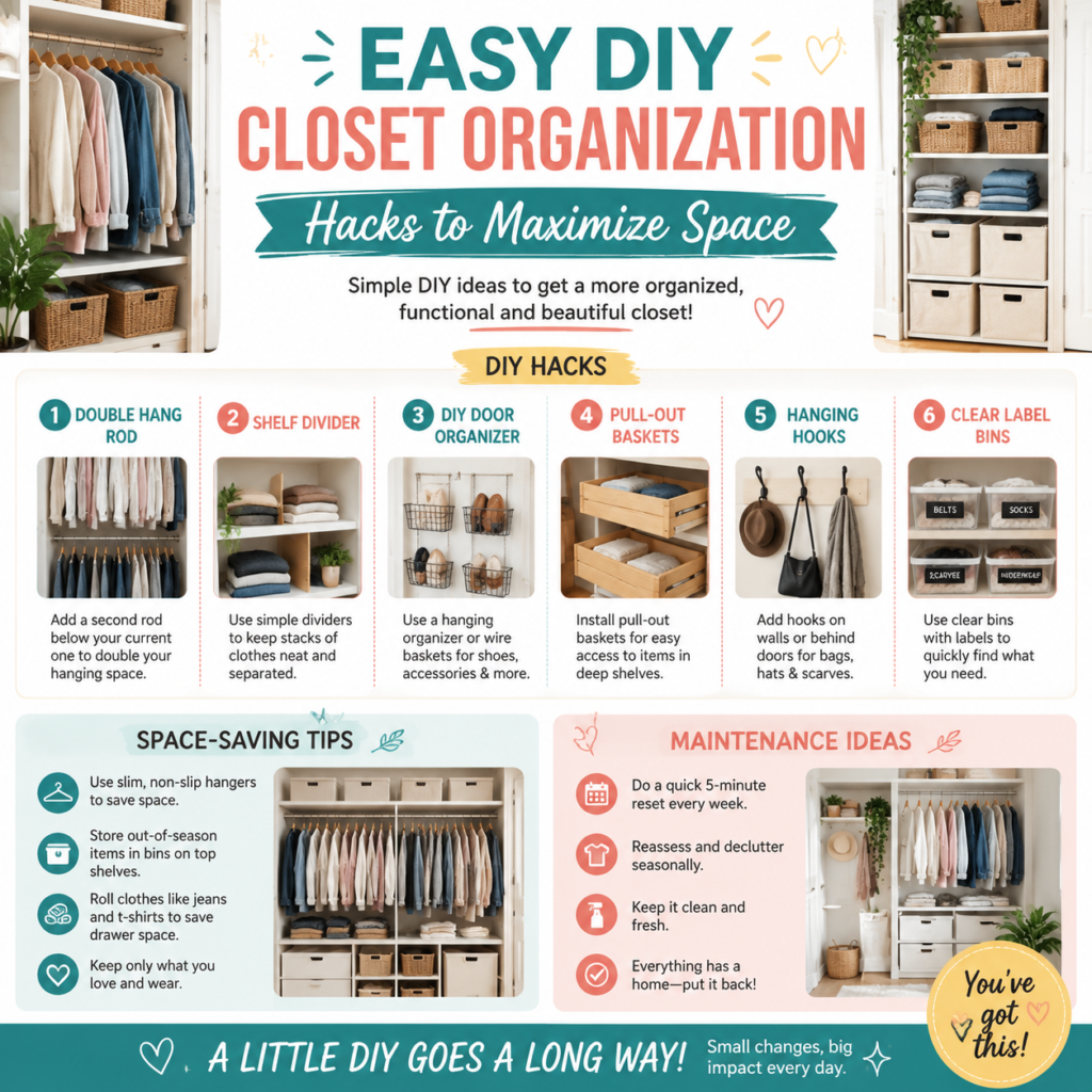 easy diy closet organization hacks visual guide